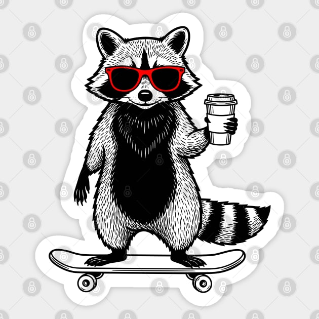 Rad Raccoon Skater Sticker by enrynz
